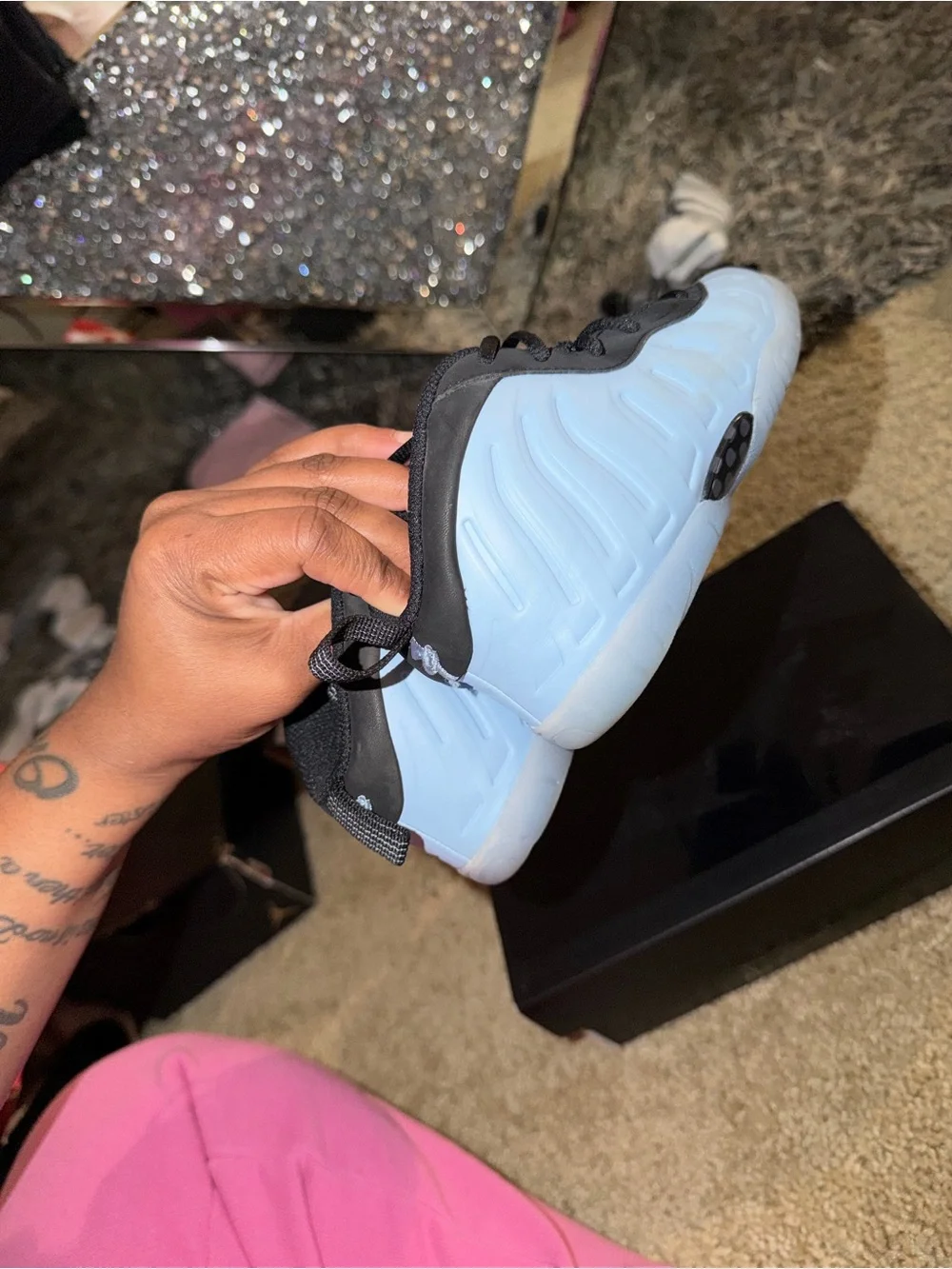 FOAMS Nike Kids Black and Light Blue High-Top Sneakers